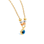 BLUE EYE WITH SMALL BALLS GOLD NECKLACE