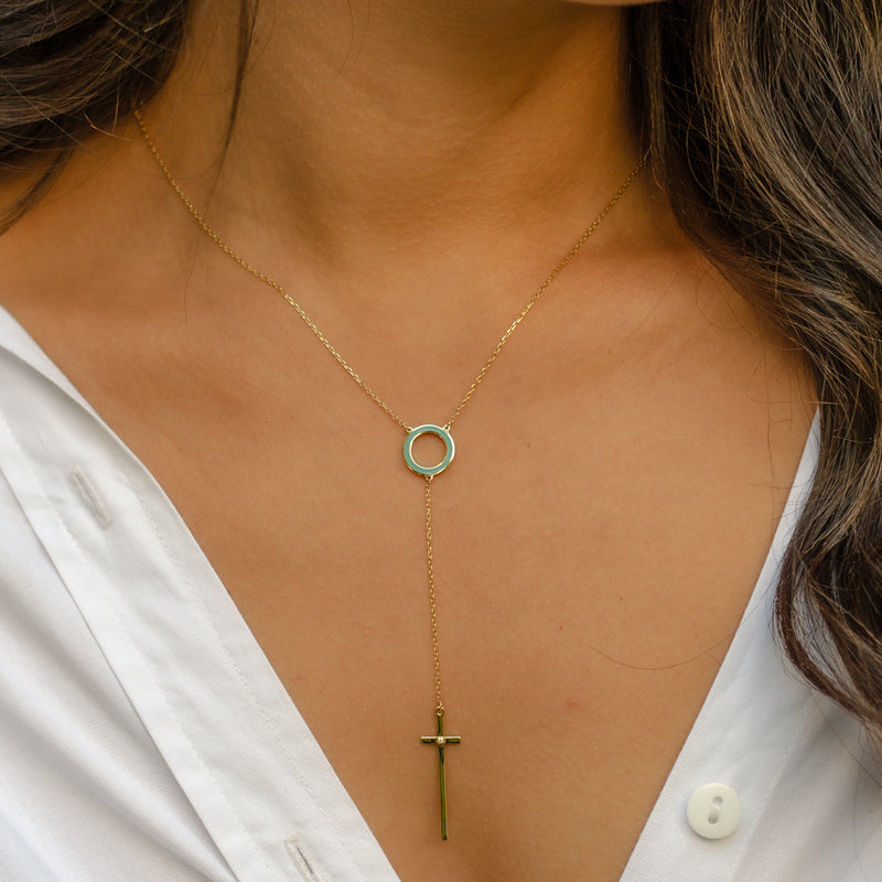 LONG CROSS CHAINED DIAMOND NECKLACE