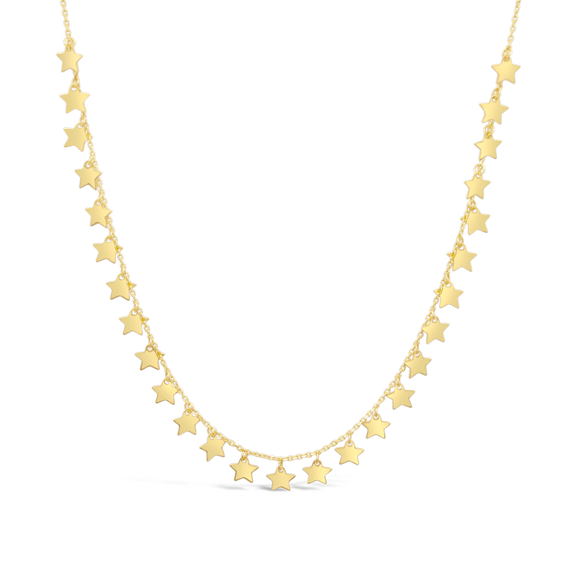 SHINNY DROPPING STARS GOLD NECKLACE