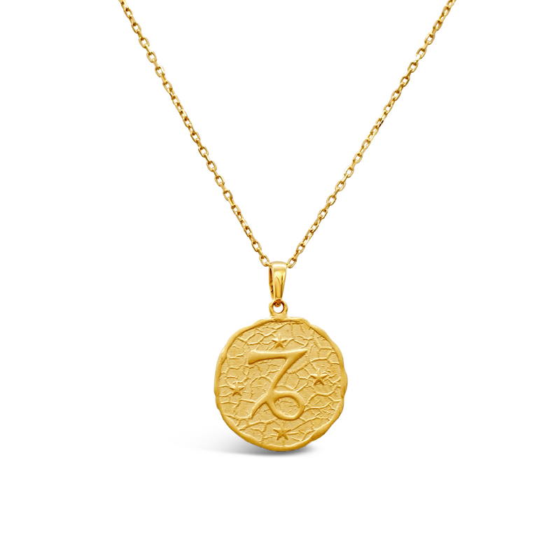 DOUBLE FACED CAPRICORN HOROSCOPE GOLD NECKLACE