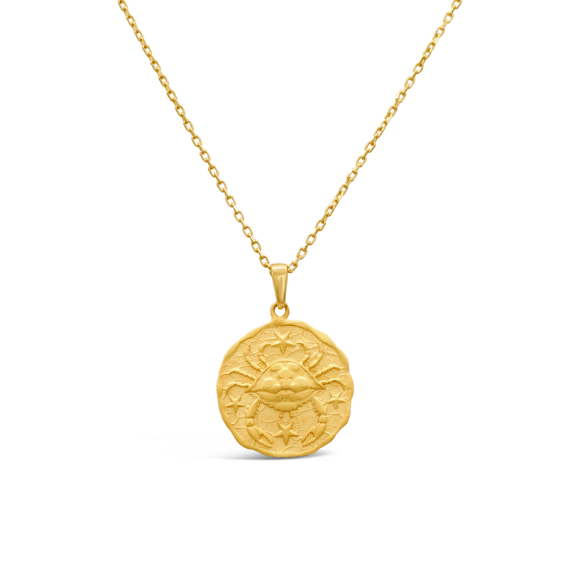 DOUBLE FACED CANCER HOROSCOPE GOLD NECKLACE