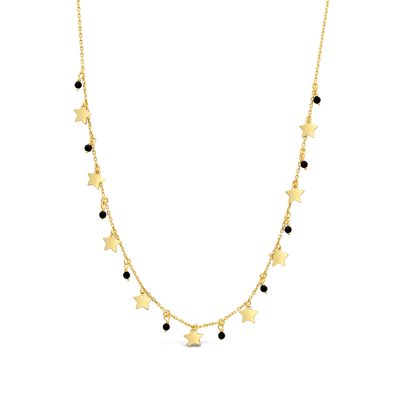 DROPPING STAR BEADS GOLD NECKLACE