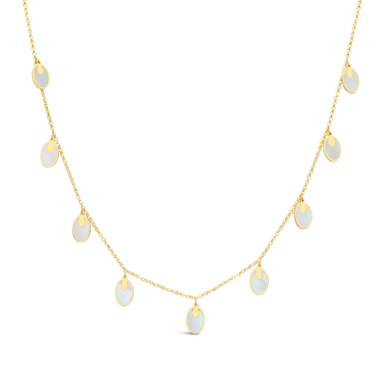 DROPPING OVALS ENAMEL GOLD NECKLACE
