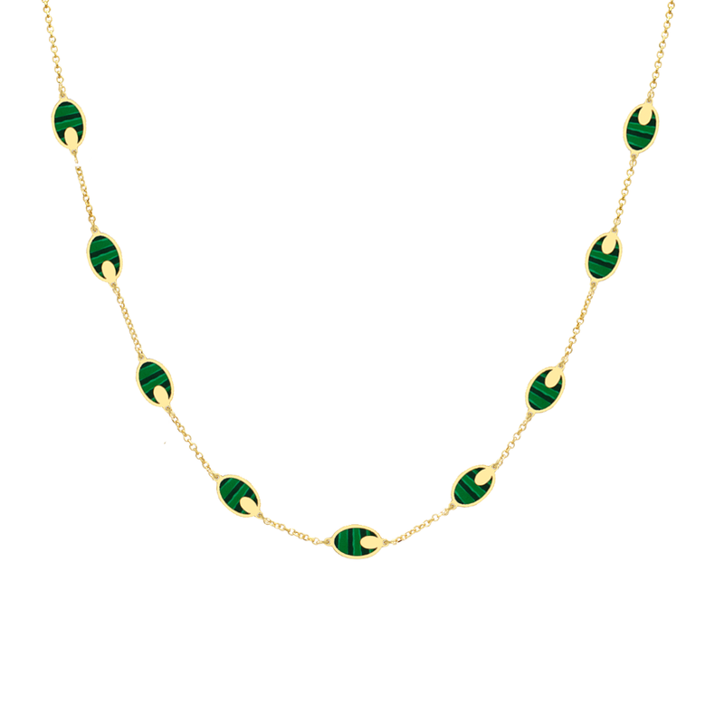 SIMPLE OVALS ENAMELED GOLD NECKLACE