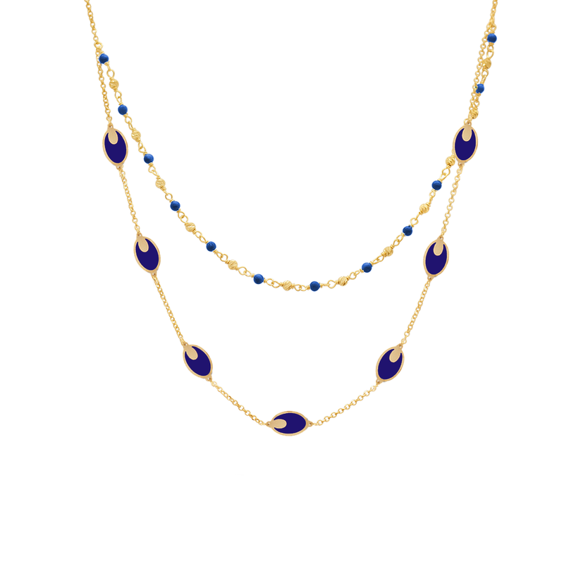 DOUBLE SEPARATED OVALS GOLD NECKLACE