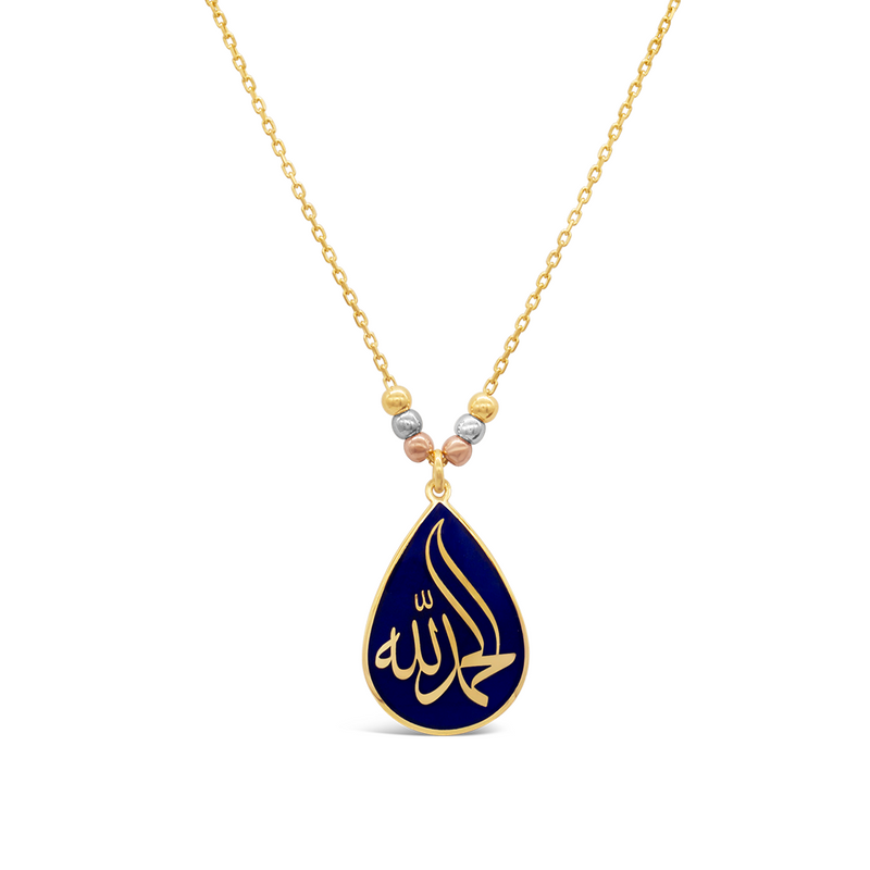 الحمدالله ON BLUE PEAR GOLD NECKLACE