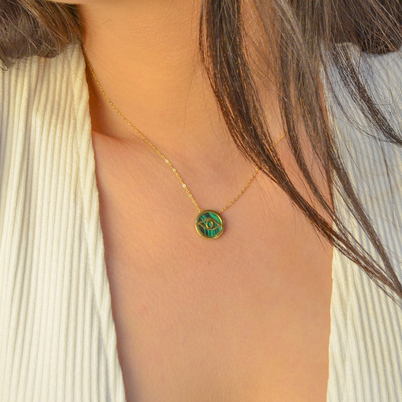 EVIL EYE ON COLOURED SHELL GOLD NECKLACE