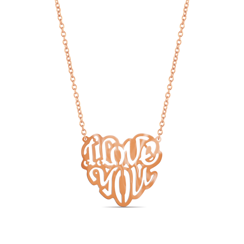 "I LOVE YOU" SHAPED HEART GOLD NECKLACE