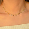ENGRAVED HEARTS WITH BEADS GOLD NECKLACE