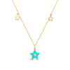 THREE COLOURED STARS GOLD NECKLACE