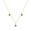 THREE SMALL COLOURED STARS GOLD NECKLACE