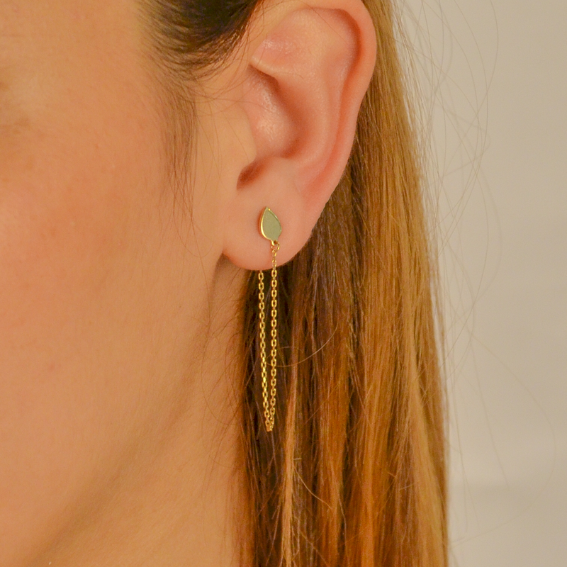 PEAR LOOP WITH STUD GOLD EARRING