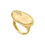 SHINNY WAVED OVAL GOLD RING
