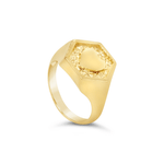 SHINNY HEART IN A HEXAGON GOLD SIGNET RING