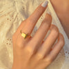CZ OPENED LINE WITH PLAIN SQUARE GOLD RING