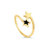 WRAP STARS WITH BLACK STONES GOLD RING