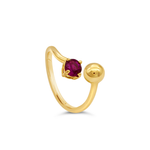 ROUND STONE IN SHINNY WRAP OPEN GOLD RING