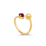 ROUND STONE IN SHINNY WRAP OPEN GOLD RING