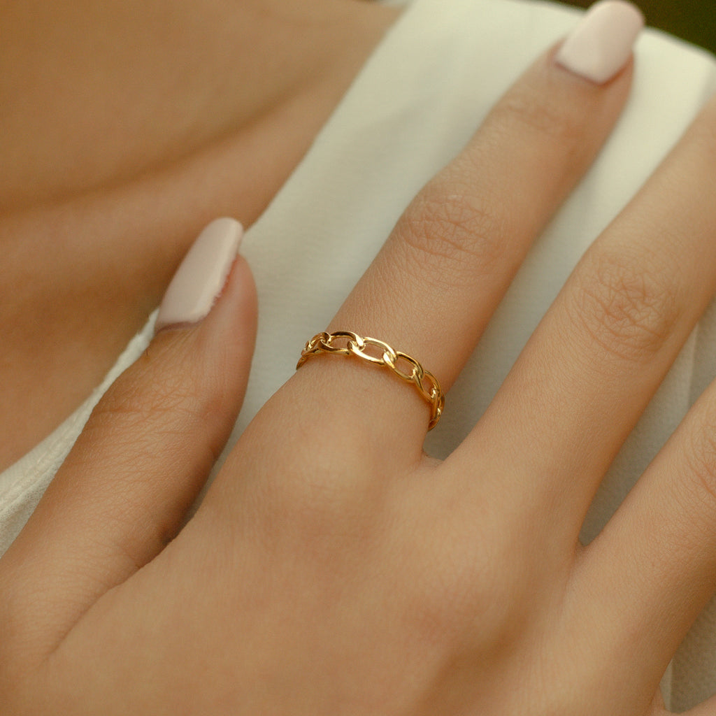 GOURMET SHAPED CHAIN GOLD RING