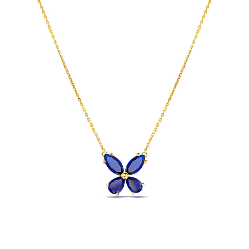 COLOURED STONE BUTTERFLY GOLD NECKLACE