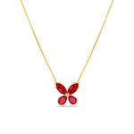 COLOURED STONE BUTTERFLY GOLD NECKLACE